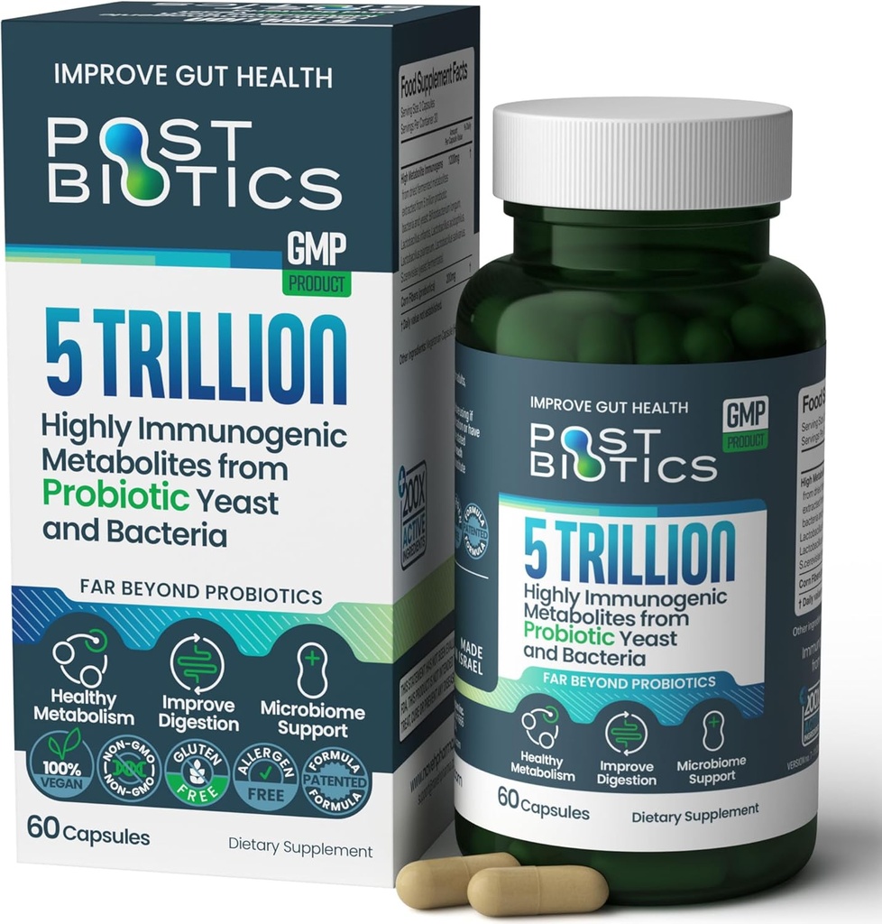 NAVEH PHARMA Adult Postbiotics Capsules for Women and Men | Postbiotics for Gut Health with 200X Ingredients Than Probiotic and Prebiotic | Supports Immunity, Digestion, Microbiome & Metabolism