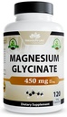 Glycinate de magnesio 450 mg por Serving – 120 cápsulas veganos (no GMO, sin gluten)