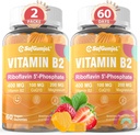 Vitamina B2 Gummies tóxico Riboflavin 400mg para adultos y niños que viven con Magnesium &amp; CoQ10 para la energía y el alivio de la migraña ¦ Sugar Free B2 Vitamina VIT B ← Non GMO, Vegan, 120 Condes