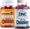 NUEVA AGE Immune Defense Combo - 2 Pack - Vitamina D3 Gummies 5000 UI 125mcg &amp; alta potencia Zinc Gummies, Immune Booster 120 Conde