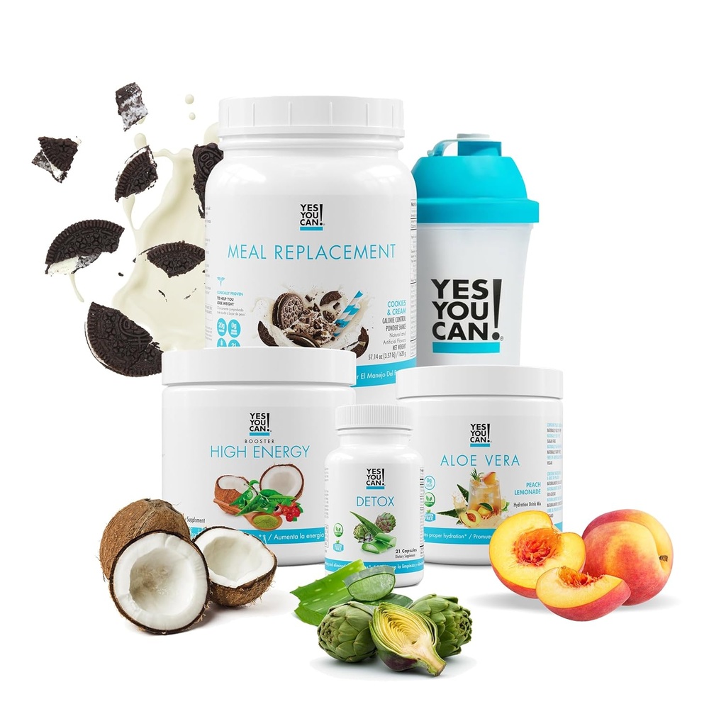 Sí que puedes! Detox Plus Kit, Daily Cleanse Pure Fiber Meal Replacement Drink Mix, Shake Booster & Suplemento, Body Cleanse Kit para Hombres y Mujeres