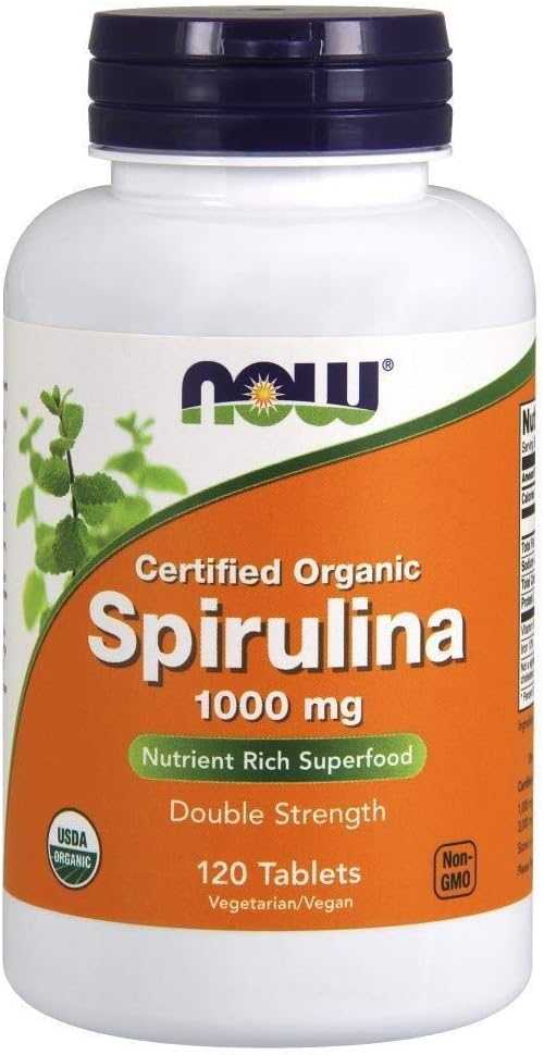 Ahora Alimentos - Certificado Orgánico, Espirulina, 1000 mg, 120 Tabletas