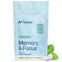 Neuro Memory & Focus Gum (90 piezas) - Dicaf &amp; Sugar Gratis con Ginseng americano, L theanine, Vitamina B12 &amp; Vitamina B6 para alerta mental - Suplementos cerebrales para memoria y foco - Peppermint Flavor
