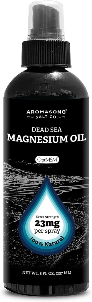 Aromasong Extra Strength Ultra-Pure Magnesium Spray + OptiMSM (23mg Magnesium in each Spray) 8 Oz, Conocido para ser utilizado para el trastorno de la pierna y promueve el sueño calma...