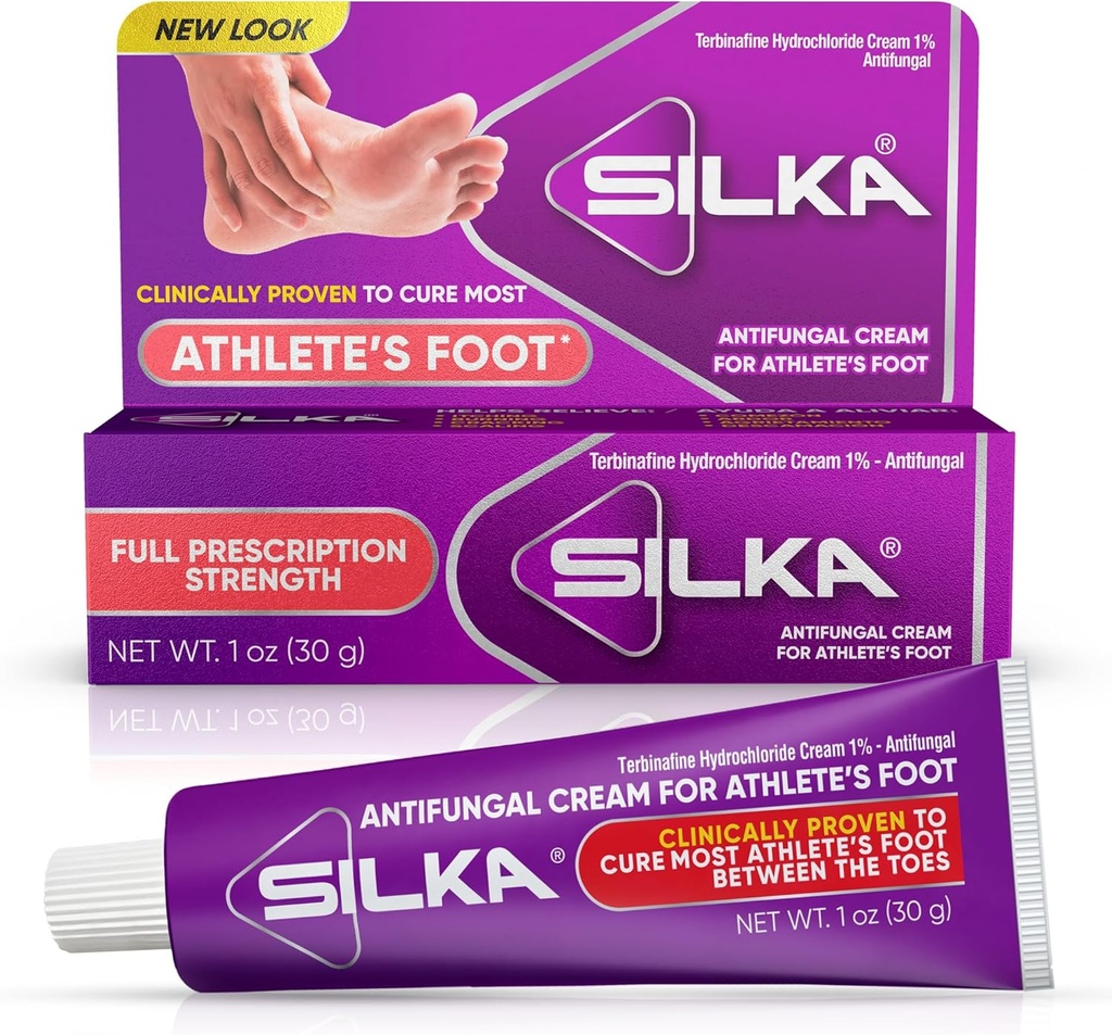 SILKA Anti-Fungal Cream, Clinical Anti-Fungus Foot Treatment, Jock Itch " Ringworm Remedy, Maximum Strength, Fast-Acting Relief from Itching " Burning, 1 Oz