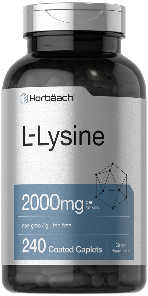 Horbäach L-Lysine TEN 2000mg ANTE 240 Caplets TEN Vegetarian, Non-GMO, y Gluten Free Supplement