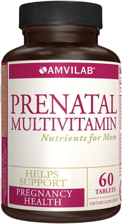 Prenatal Multivitamin - Helps Promote Pregnancy Health - Supports Immune System & Fetal Development - Essential Nutrients for Mom & Baby - Safe Formula - Dietary Supplement - 60 Tablets