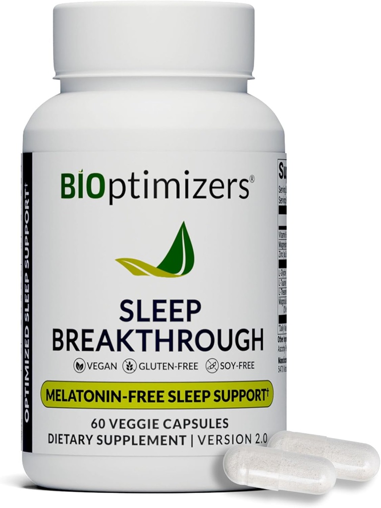 BIOptimizers Sleep Breakthrough Capsules - Suplemento de Apoyo Natural ← Ayuda de Alivio a la Calmación para Adultos Silencio Formando Silencio 60 cápsulas