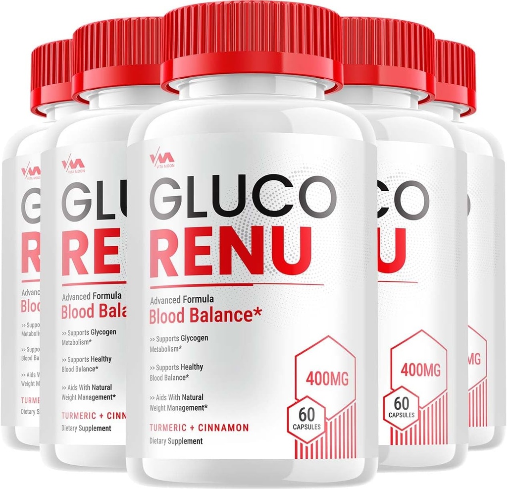 (5 Pack) Gluco Renu Suplemento, GlucoRenu Capsule - Advanced Formula Gluco Renu, GlucoRenu Maximum Strength Reseñas, 300 cápsulas