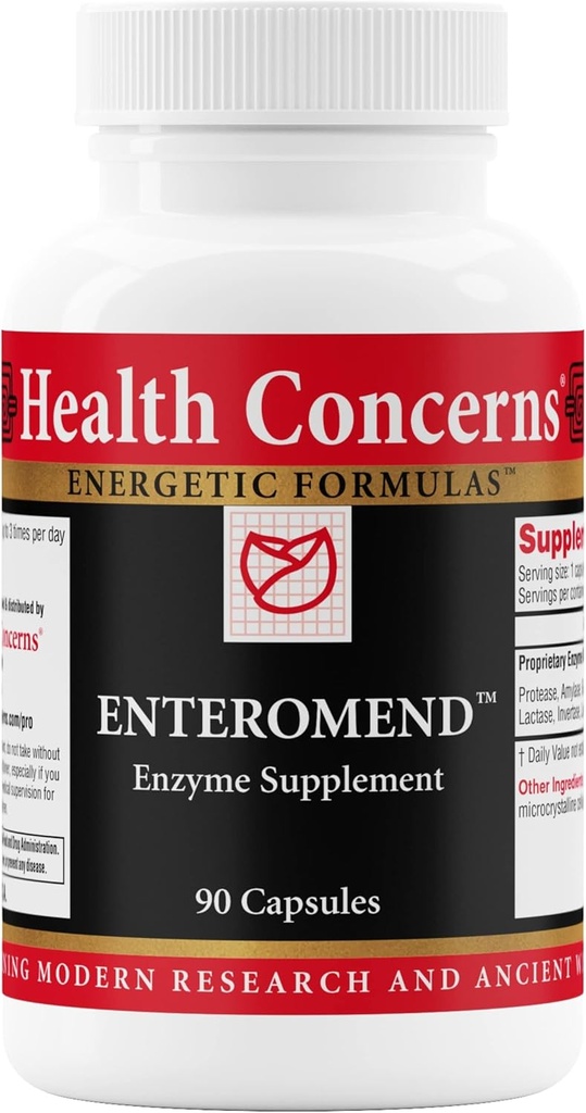 Salud Intereses Enteromend – Suplemento Digestivo de Enzyme para Gut Health, Bloating &amp; Food Sensitivity Relief – Apoyo Intestinal y Digestivo – Protease, Amylase, Lactase & Peptidase – 90 cápsulas