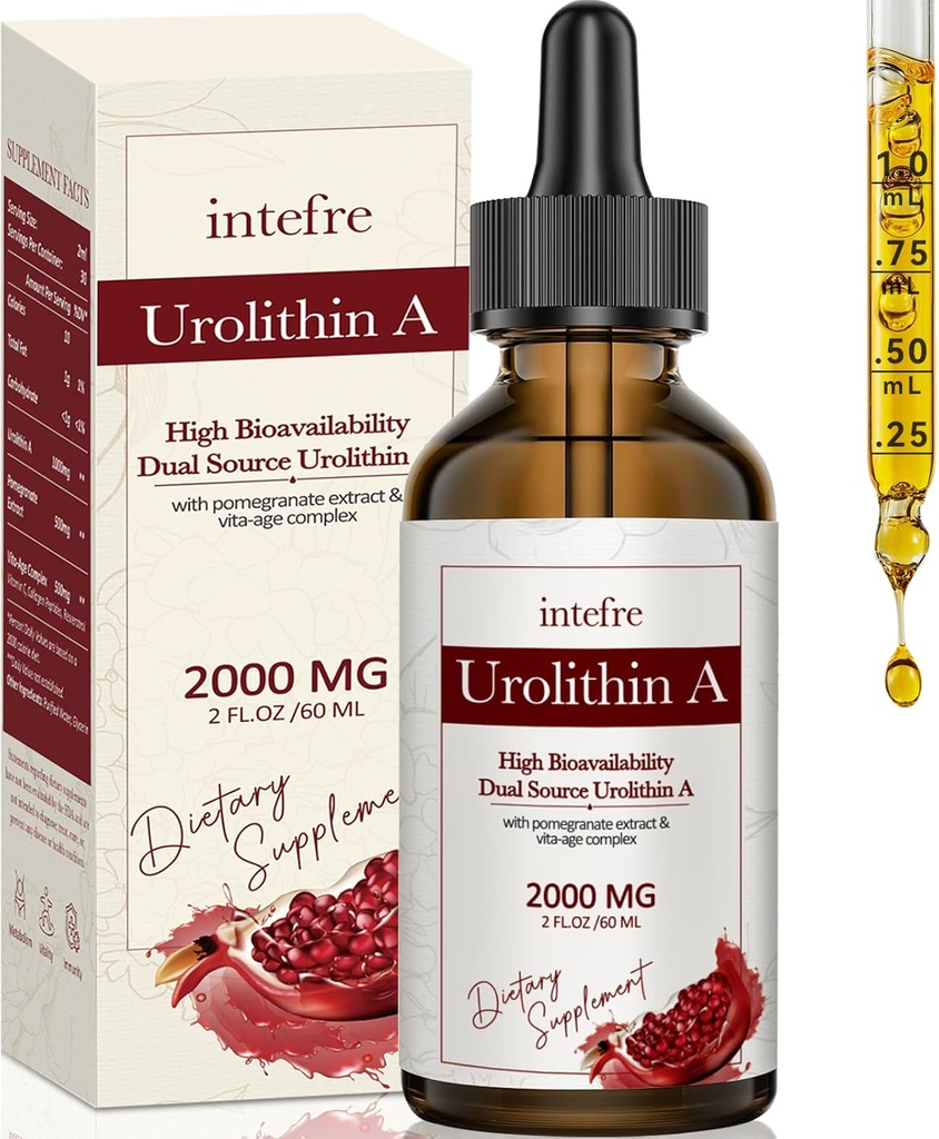 Urolithin A Liquid Drops 2000mg, Urolithin A Supplement with Pomegranate Extract, Vita-Age Complex, Supports Healthy Aging " Cell Repair, 60ml