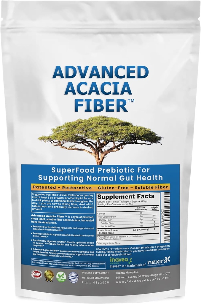 Advanced Acacia Fiber Powder Bundle 2.5 Ibs (40oz) Soluble Fiber Leaky Gut Repair Powder + DGL Licorice Suplemento: Stomach Relief, Leaky Gut Repair, DGL Powder for Digestive Restoration, Acid Relief