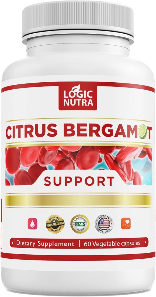 Citrus Bergamot Suplemento para el colesterol alto – 1000mg Citrus Bergamot Extracto 10:1 (2 Cápsulas) – Orgánica, No-GMO, Patented Clinical Grade Bérgamot Blend for Heart Health – 60 Cápsulas