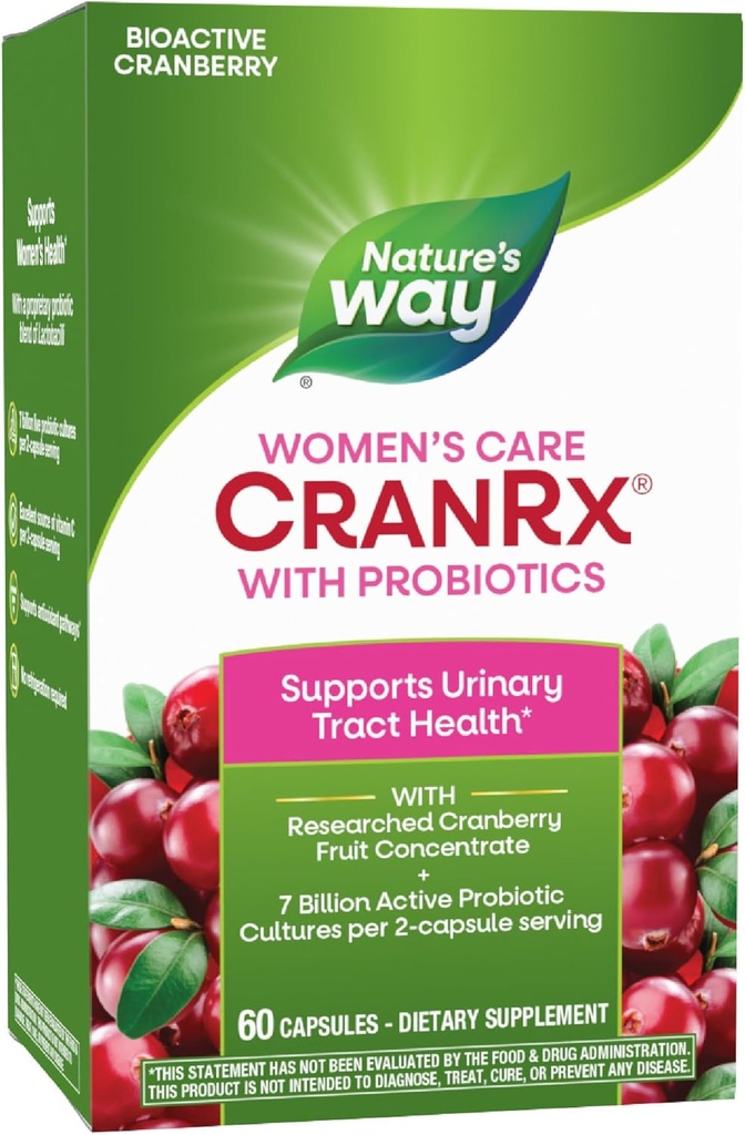 Camino de la Naturaleza CranRx Arándano bioactivo con Probióticos, apoya la salud urinaria*, 60 cápsulas