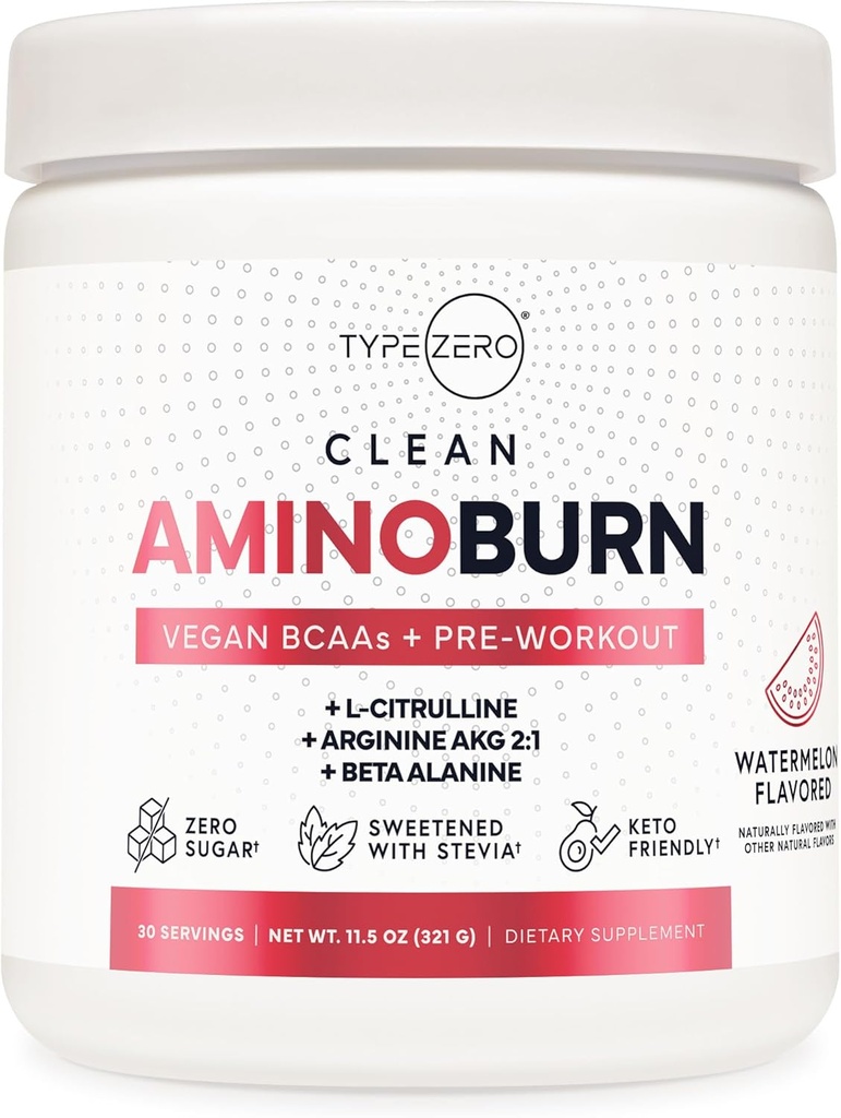Tipo Zero AminoBurn (Watermelon Flavored) - Aminoácidos Vegan BCAA Bebida sin azúcar Powder " Aminoácidos Suplemento - Energía Natural
