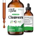 Wild & Organic Cleavers Tincture - Herbal Detox gotas con Cleavers Herb - Galium Aparine Leaf Extracto Suplemento - Vegan, Azúcar &amp; Sin alcohol - 4 fl oz