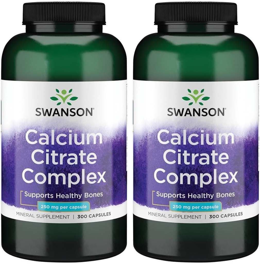 Swanson Calcium Citrate Complejo Muscle Bone Health Support Mineral Supplement 300 Capsules (2 Pack)