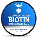 Biotin Beard Balm for Men &amp; Conditioning Beard Wax - Hecho con Castor Oil Ingredientes naturales y orgánicos - Hidratos & Thickens Facial Hair Growth- 2 Ounce Tin