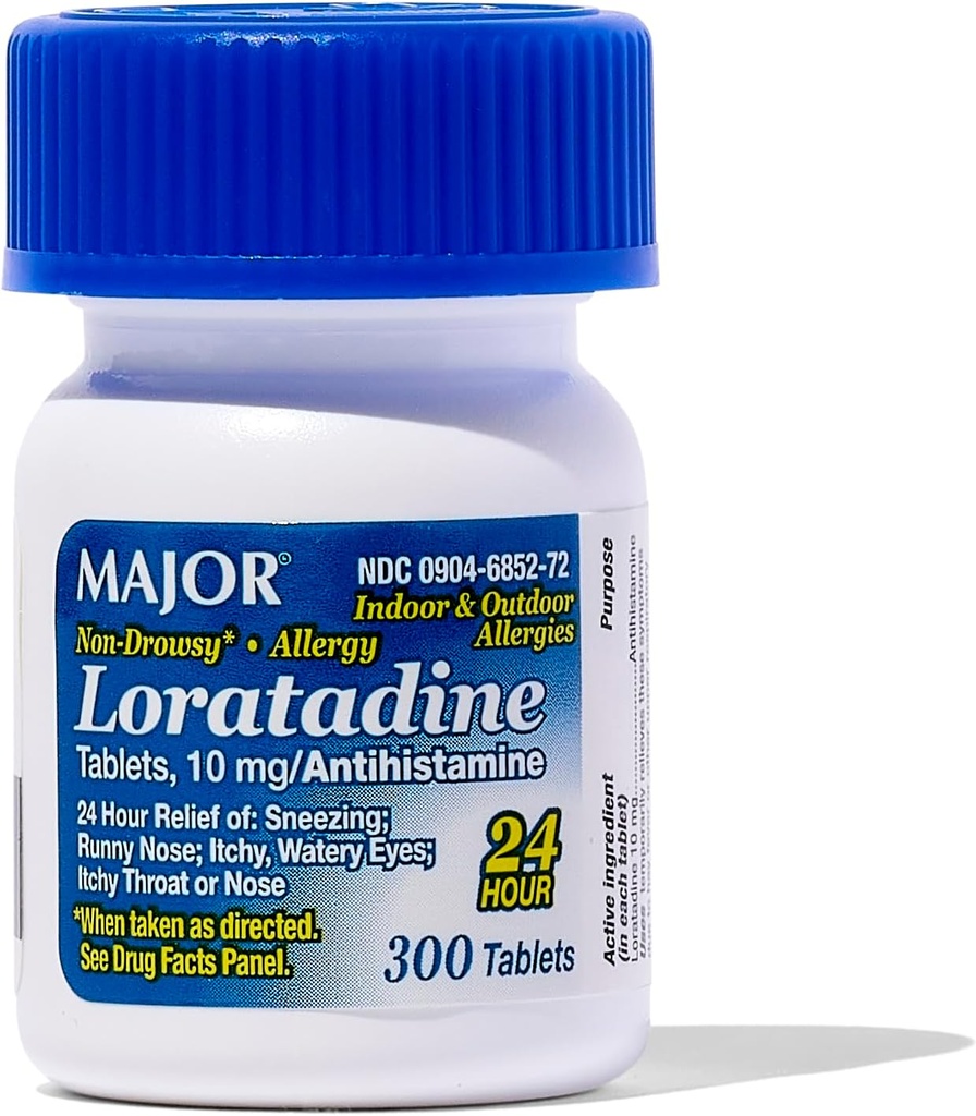 Alergia Mayor Loratadine 10 mg Tabletas - Alergia no Hombrosa Medicina para Adultos y Niños Edades 6+ - Promueve Alivio de Alergia 24 horas - Tablas de Alergia diaria - Antihistamínico - 300 Cuadros