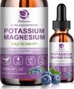 Potasio Magnesio Suplemento líquido w / Complejo Complejo de Triple Magnesio Glycinate &amp; Potassium Plus Omega 3, Moss Mar, Semilla Negra, D3K2 &amp; Calcium for Zzz, Leg Cramps & Muscle-2 FL OZ Drop