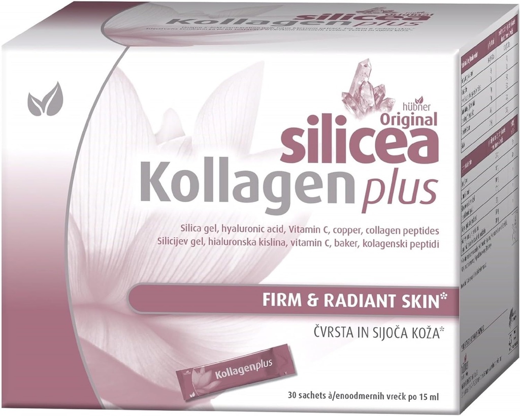 Hubner Original Silicea Kollagen Plus, Collagen Peptide Blend Suplemento dietético, 15 ml paquete de dosis individuales, 30-Pack