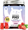 PMS Support Supplement for Women. Gummies de alivio menstrual para atacar brotes hormonales, ruborización, calambres de período, " Mood Swings. Vegano, con Vitamina B6 &amp; Balm de limón, 60 Gummies