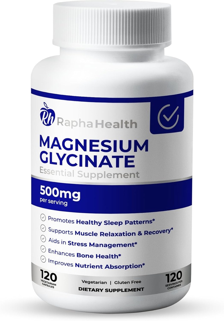 Magnesium GLYCINATE 500mg ← High Absorption TEN 100% Chelated ← Soportes Bone Health &amp; Muscle Recovery TEN 120 Capsules - 4 Month Supply