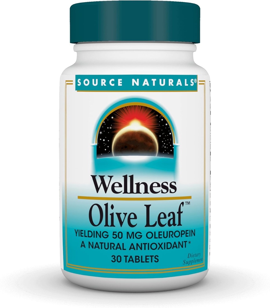 Fuente Natural Wellness Hoja de oliva - Rendimiento 100 mg Oleuropea un antioxidante natural* - 30 Tabletas