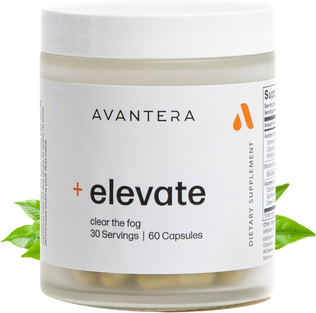 Avantera Elevate Premium Nootropic Supplement - Beat Brain Fog - Best Focus Supplements for Memory & Focus Support - Energy Without Crash - 60 Count Pills for Women & Men