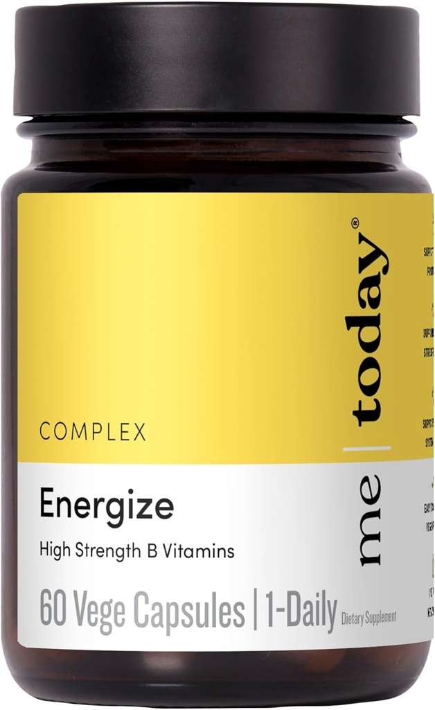 me today Energise Suplemento Super B Complejo de Vitamina B para Hombres - B6, B12 con Vitamina C, Zinc, Ashwagandha y Siberian Ginseng - Energía y Apoyo Inmunitario - Vegan, 60 Servimientos