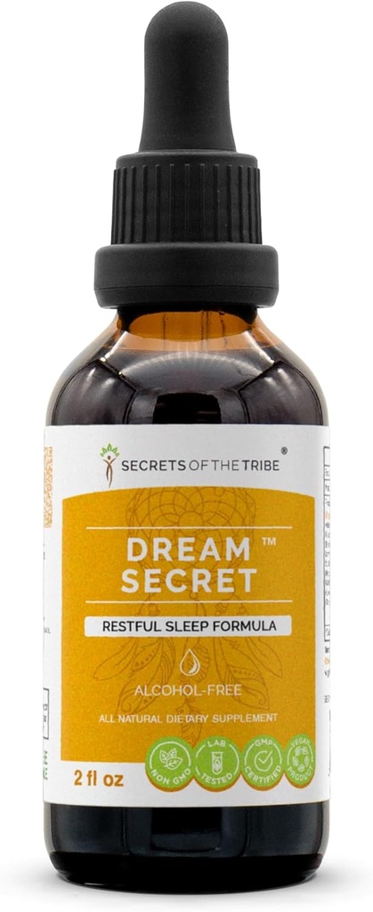 Secrets of the Tribe - Dream Secret, Restful Sleep Formula, Herbal Supplement Blend Drops Alcohol-Free Liquid Extract (2 fl oz)
