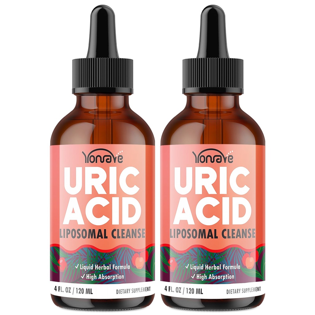 Liposomal Uric Acid Drops, Tart Cherry Supplement with Celery Seed & Boswellia Extract – Muscle, Detox, Joint and Kidney, Uric Acid Cleanse Liquid Supplement – 4 FL OZ (2 Bottle)