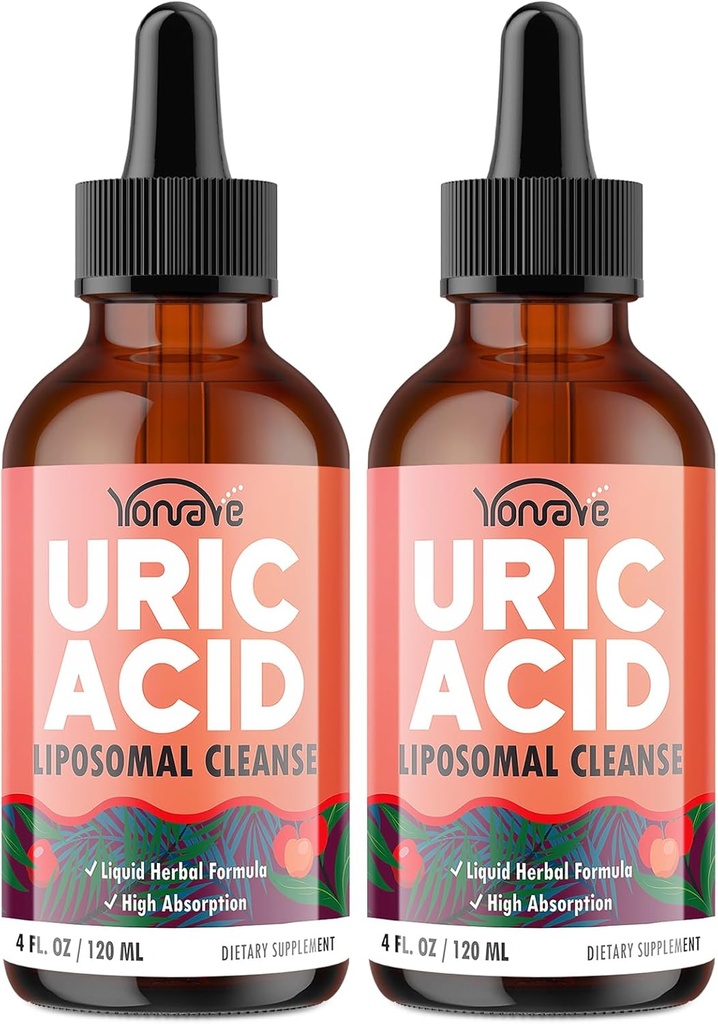 Liposomal Uric Acid Drops, Tart Cherry Supplement with Celery Seed & Boswellia Extract – Muscle, Detox, Joint and Kidney, Uric Acid Cleanse Liquid Supplement – 4 FL OZ (2 Bottle)