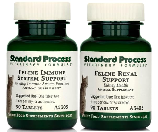 Standard Process Feline Vitality Bundle - Whole Food Supplement Kit with Feline Renal Support & Feline Immune System Support - Cat Nutritional Supplements for Immune &amp; Urinary Health Support