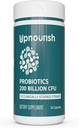 UpNourish Probiotics - 200 Billion CFUs para Hombres y Mujeres, 15 Estrasas clínicamente Estudiadas, Prebióticos & Enzymes - 60 cápsulas veganas
