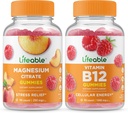 Magnesio vital 85mg + Vitamina B12, Gummies Bundle - Gran Tasting, Suplemento de vitamina, Gluten Gratis, GMO Gratis, Chewable Gummy