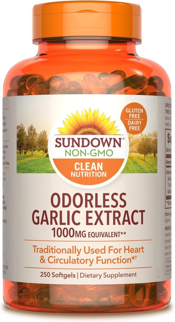 Suplemento de ajo al atardecer, 250 Softgels