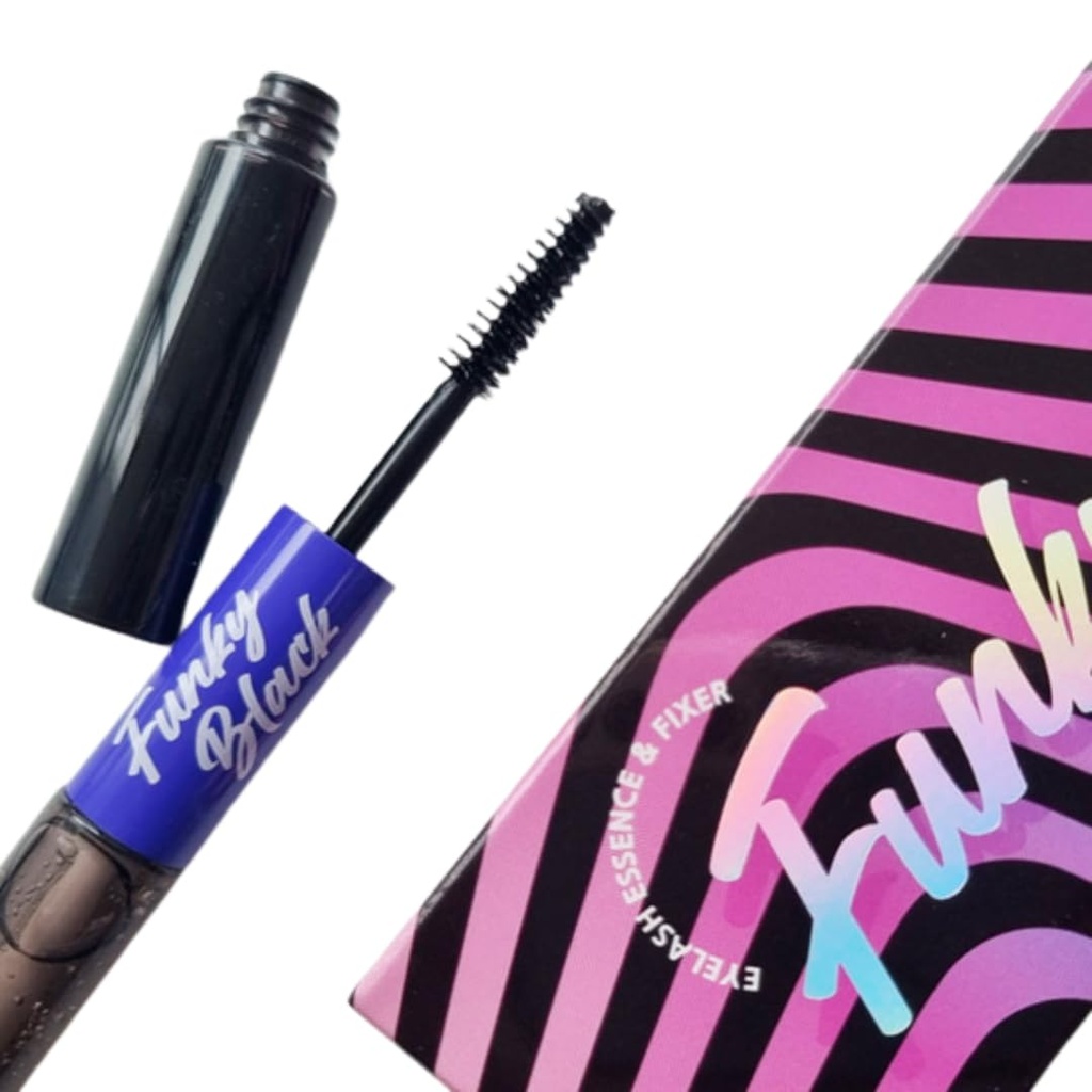 Funky Black Eyelash Growth Serum Enhancer to Grow Thicker, Longer Lashes & Eyebrow boost 1.7fl oz + Eyelash fixer 1.7 fl oz (Enhancer and fixer in One)