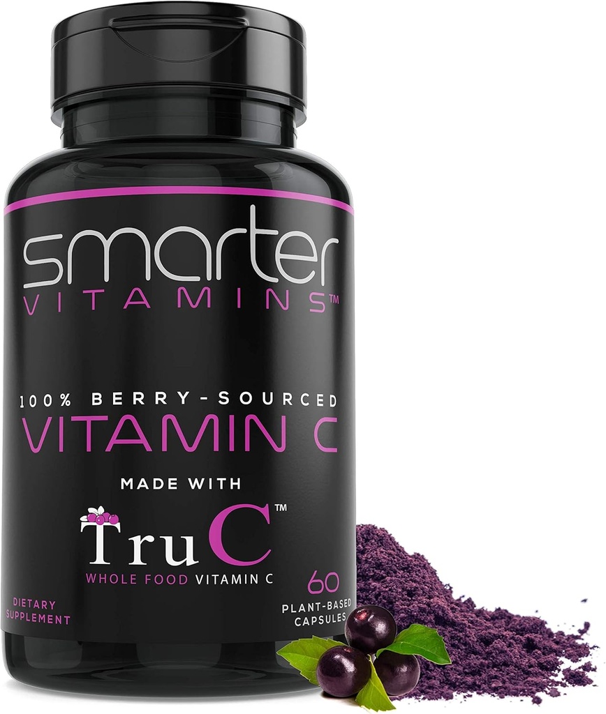 Alimentos integrales más inteligentes Vitamina C de las bayas, Antioxidantes Premium, Bioflavonoides & Polyphenols, 60 cápsulas veganos