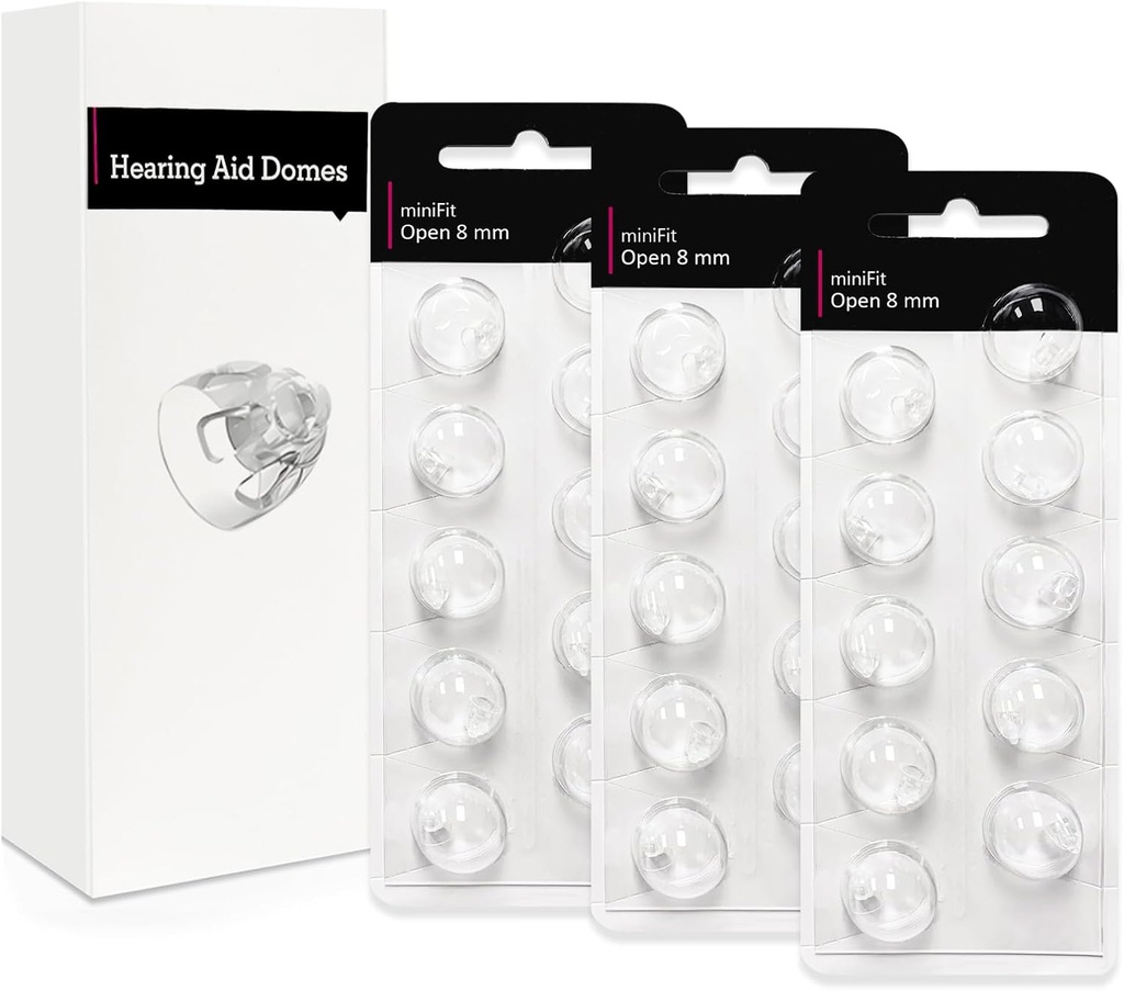 Open 8mm-Hearing Aid Domes for Oticon Minifit, Oticon Hearing Aid Supplies, Replacements Parts Accesorios Universal Oticon Domes for Hearing Aids Cleaning Kits (30 Pcs)