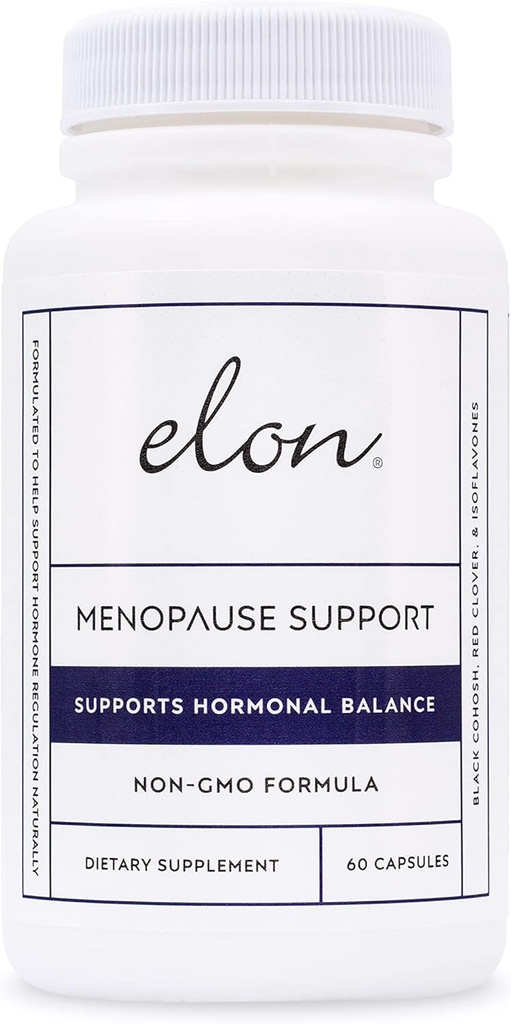 Elon Menopause Supplement for Women Menopause Relief for Hot Flashes, Mood Swings " Sleep Problems, Non-GMO Estrogen Supplement for Women w/Black Cohosh " Dong Quai (60 cápsulas)