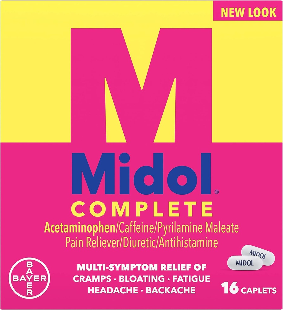 Midol Complete, Menstrual Period Symptoms Relief, Caplets, 16 Conde 4-Pack
