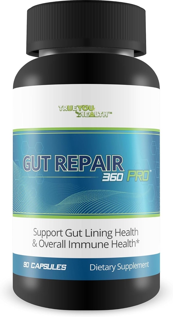 Gut Repair 360 Pro - Suplemento de salud intestinal - LeakyGut Reparación - Soporte GI Lining Health - Ayuda Reducir los síntomas como Bloating, Heartburn, IBS - Nuestra mejor fórmula de apoyo Gut