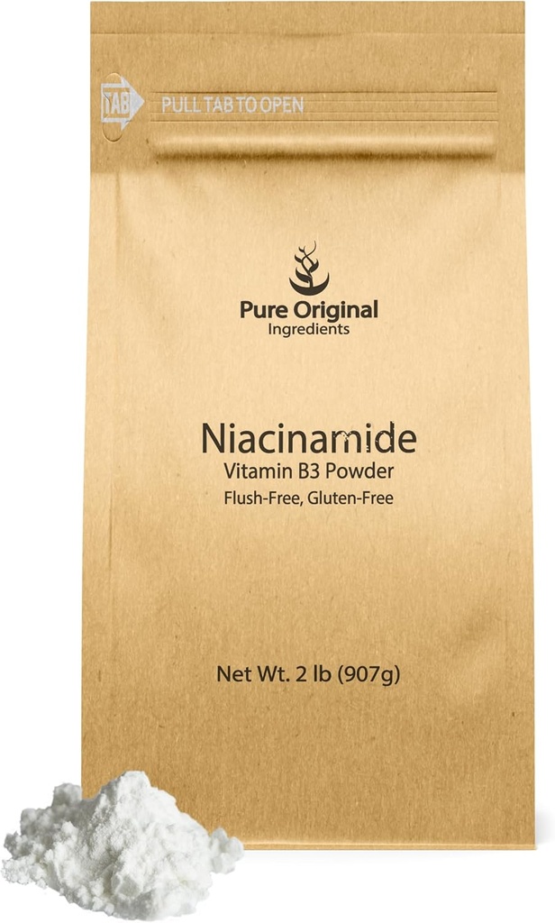 PURE Original INGREDIENTES Niacinamida (2 lb) Vitamina B3 Powder libre de fluidos, Suplemento dietético