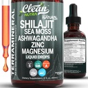 Nutracéuticos limpios Shilajit Líquidos gotas con Moss Mar, Ashwagandha, Zinc, Magnesio, Vitaminas Líquidas para Mujeres y Hombres - Terra Mineral