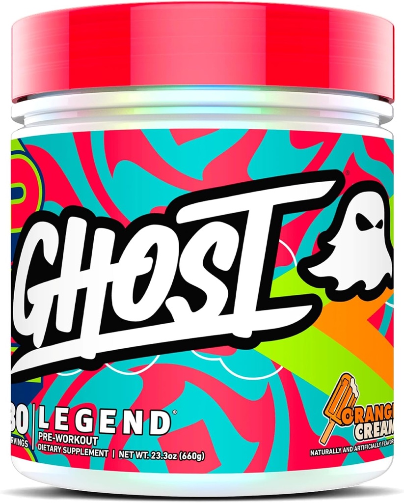 GHOST Legend Pre-Workout Powder, Orange Cream - 30 Servings – Pre-Workout for Men &amp; Women with Choline, L-Citrulline, " Beta Alanine for Energy " Focus