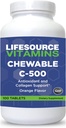 LifeSource Vitaminas Vitamina C 500 mg - 100 Tablas Chewable - Increíble sabor a naranja - Sweetened w/Stevia