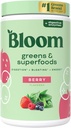 Bloom Nutrition Superfood Greens Powder, Enzymes Digestivos con Probióticos y Prebióticos, Salud Gut, Alivio de Bloating para Mujeres, Clorella, Mezcla de Jugo Verde con Polvo de Hoja, 25 SVG, Berry