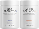 Codeage Multi Collagen Protein Capsules 5 Tipos, Ashwagandha Withania Somnifera & Organic Amla Berry + SBO Probiotic Blend 50 Billion CFU Bundle, Lactobacillus Plantarum, Bacillus Subtilis, Non-GMO