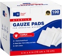 100pc Grandes mantas de gaucho estéril 4x4 estéril para libras a granel - 12ply tejido esponjas 4x4 estéril - USP IV malla transpirable 4x4 Gauze Pads estéril para absorción mejorada - primeros auxilios médicos